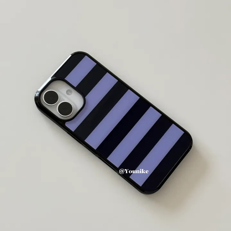 Phone Cases Korean - Korean Ins Purple and Black Stripes