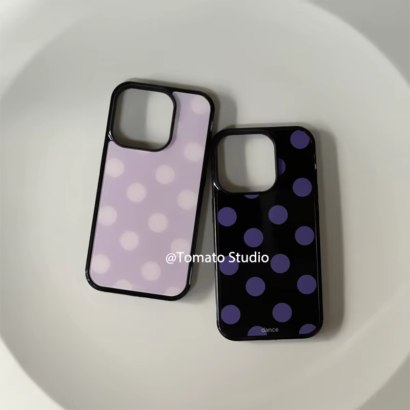 Phone Cases Korean - Korean Ins Fashion Purple Polka Dots