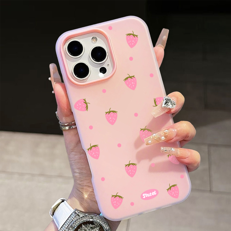 Sweet Pink Strawberry Pattern  - Phone Cases Iphone 16 Pro Max ulasan dan harga