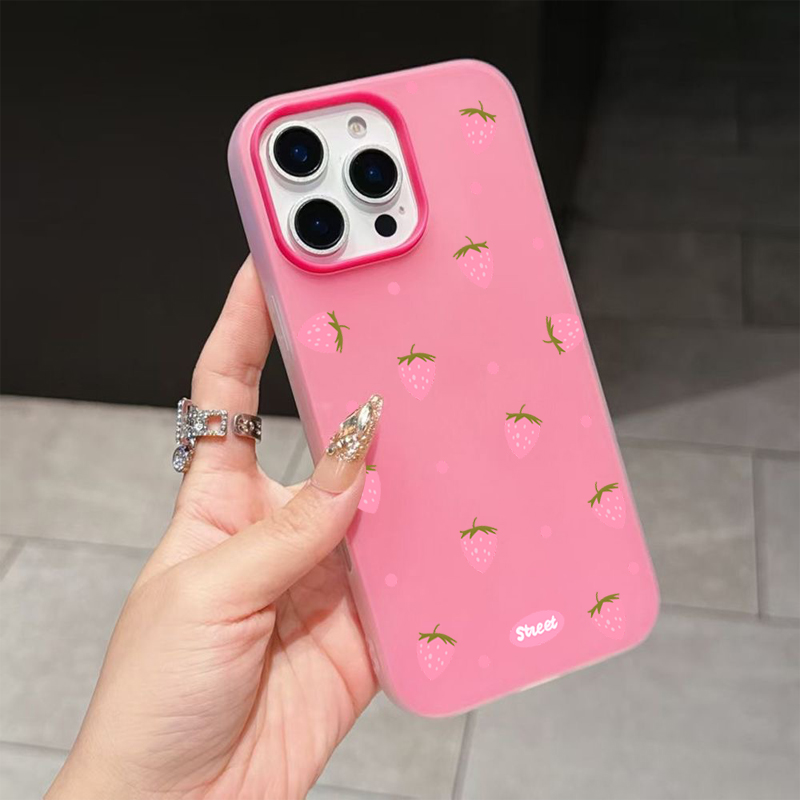 Sweet Pink Strawberry Pattern  - Phone Cases Iphone 16 Pro Max ulasan dan harga