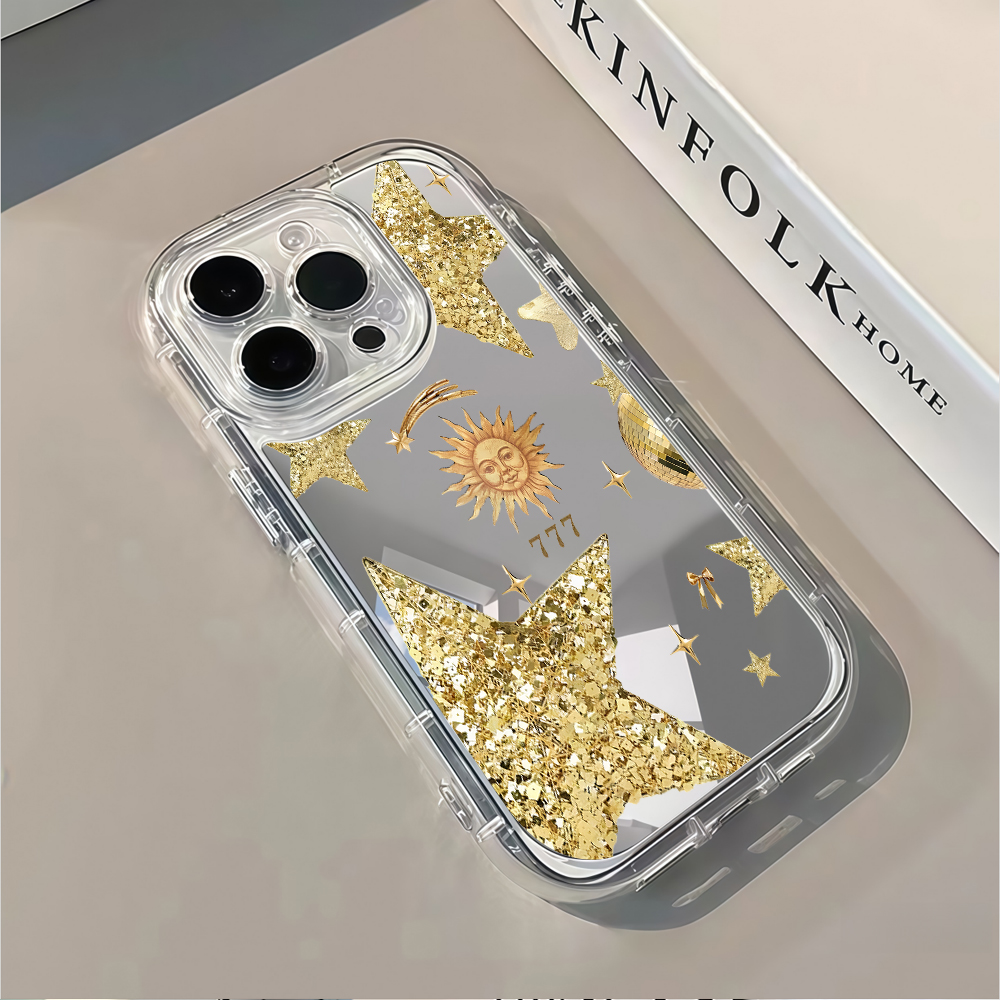 Celestial Gold Glitter Mirror  - Phone Cases Iphone 16 Pro Max ulasan dan harga