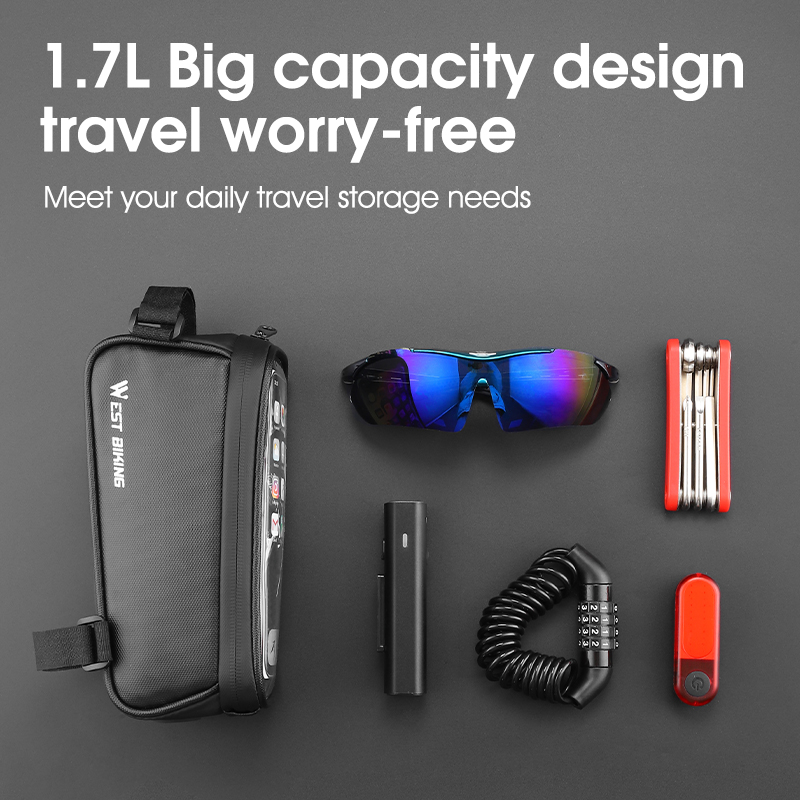 WEST BIKING Bicycle Frame Bag  - Phone Cases Youtube ulasan dan harga